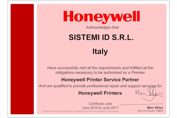 Sistemi ID è Premier Honeywell Printer Service Partner